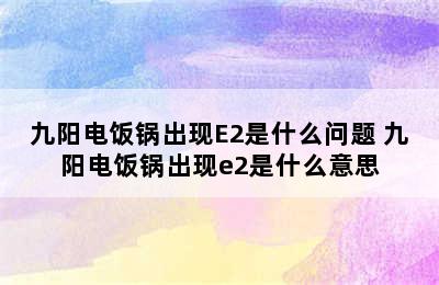 九阳电饭锅出现E2是什么问题 九阳电饭锅出现e2是什么意思